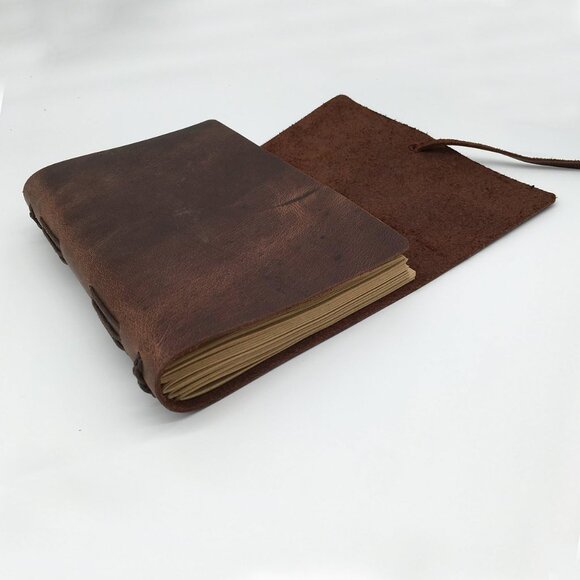 Leather Journal Writing Notebook - Genuine Leather Bound Daily Notepad for Men - Picture 3 of 7